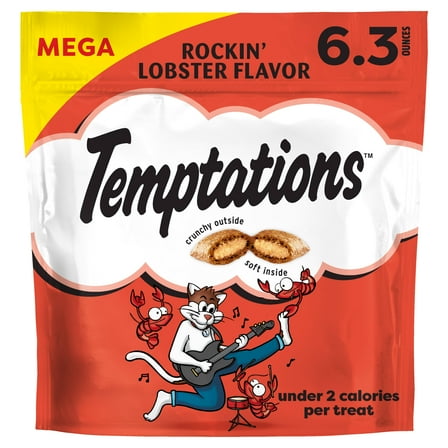 Temptations Classic Rockin' Lobster Flavor Crunchy & Soft Cat Treats, 6.3 oz Pouch