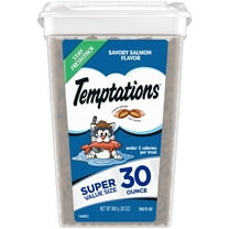 Temptations Classic Savory Salmon Flavor Crunchy and Soft Dry Cat Treats, 30 oz Tub