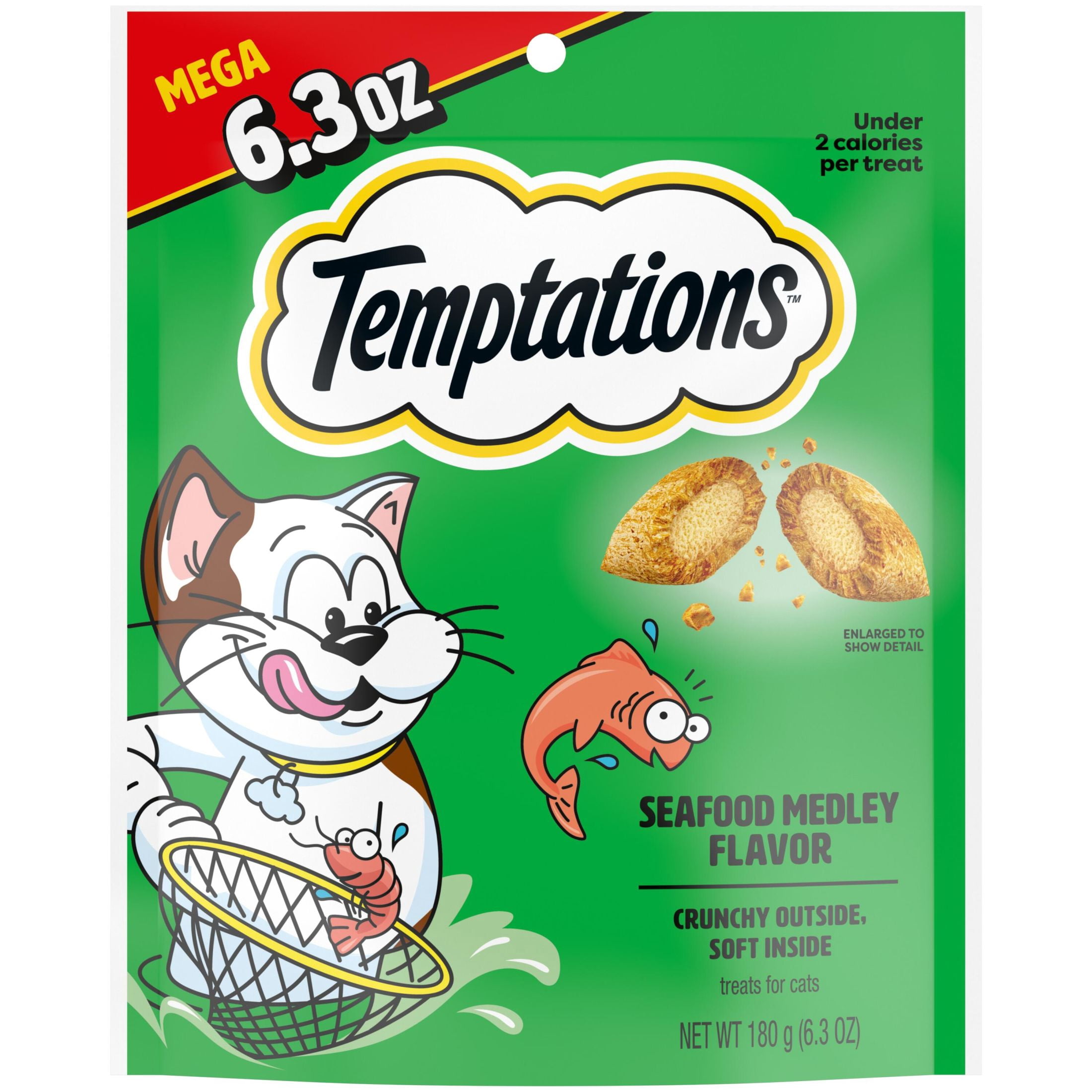 TEMPTATIONS, Cat Treats, 6.3 Oz Pouch, Classic Seafood Medley