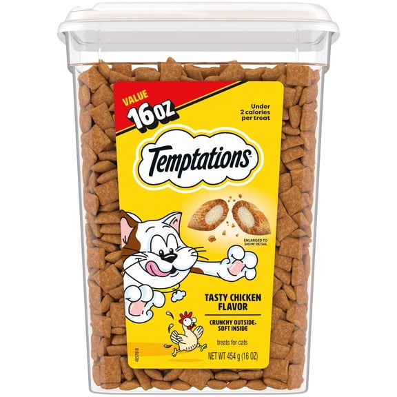 Temptations Classic Tasty Chicken Flavor Crunchy And Soft Treats For Cats, 16 Oz Tub