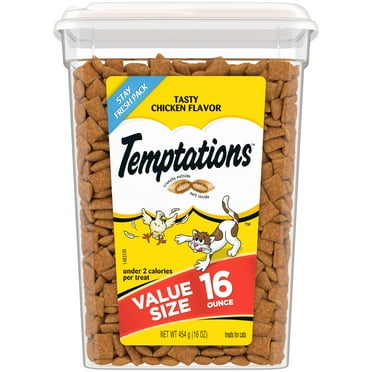 Temptations Classic Tasty Chicken Flavor Crunchy And Soft Treats For Cats, 16 Oz Tub