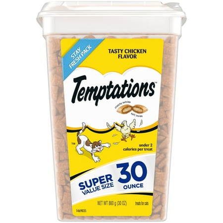 Temptations Classic Tasty Chicken Flavor Crunchy And Soft Treats For Cats, 30 Oz Tub