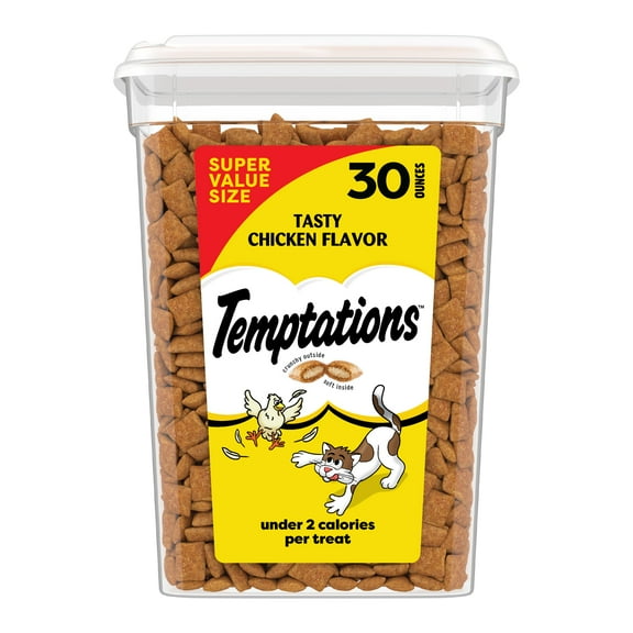 Temptations Tasty Chicken Flavor Crunchy & Soft Cat Treats, 30 oz Tub