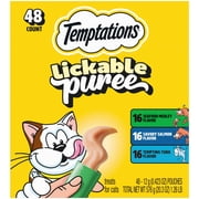 Temptations Creamy Puree Mix-Ups Variety Pack Lickable Cat Treats, 0.42 oz Tubes, 48 pk