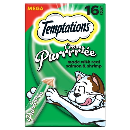 Temptations Creamy Puree Mixups Seafood Medley Flavor Treats For Cats, 6.7 Oz Pouches (16 Pack)