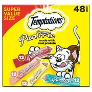 Temptations Creamy Puree with Beef Liver, Salmon, Chicken, And Tuna Variety Pack of Lickable Cat Treats