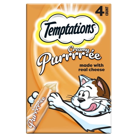 Temptations Creamy Puree With Cheese Lickable, Squeezable Cat Treats, 4-Pack Of 12G Pouches