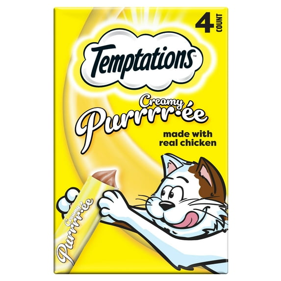 Temptations Creamy Puree With Chicken Squeezable Lickable Wet Treats For Cats, 0.42 Oz (4 Pack)