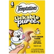 Temptations Creamy Puree With Chicken Squeezable Lickable Wet Treats For Cats, 0.42 Oz 4 Pack
