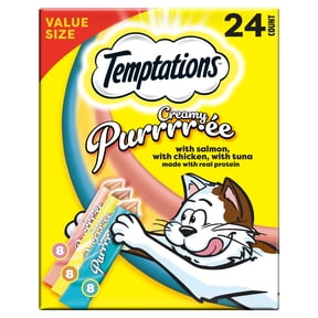 Temptations Creamy Puree Chicken, Salmon & Tuna Lickable Cat Treats, 24 Pack
