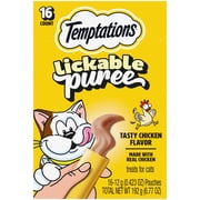 Temptations Creamy Puree With Chicken Squeezable Lickable Wet Treats For Cats, 0.42 Oz 16 Pack