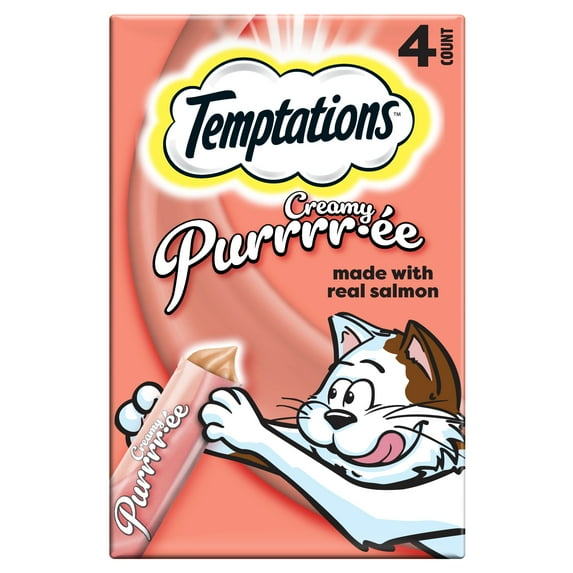 TEMPTATIONS Creamy Purrrr-ée with Salmon Cat Treats, (4) 1.7 oz. Pouches