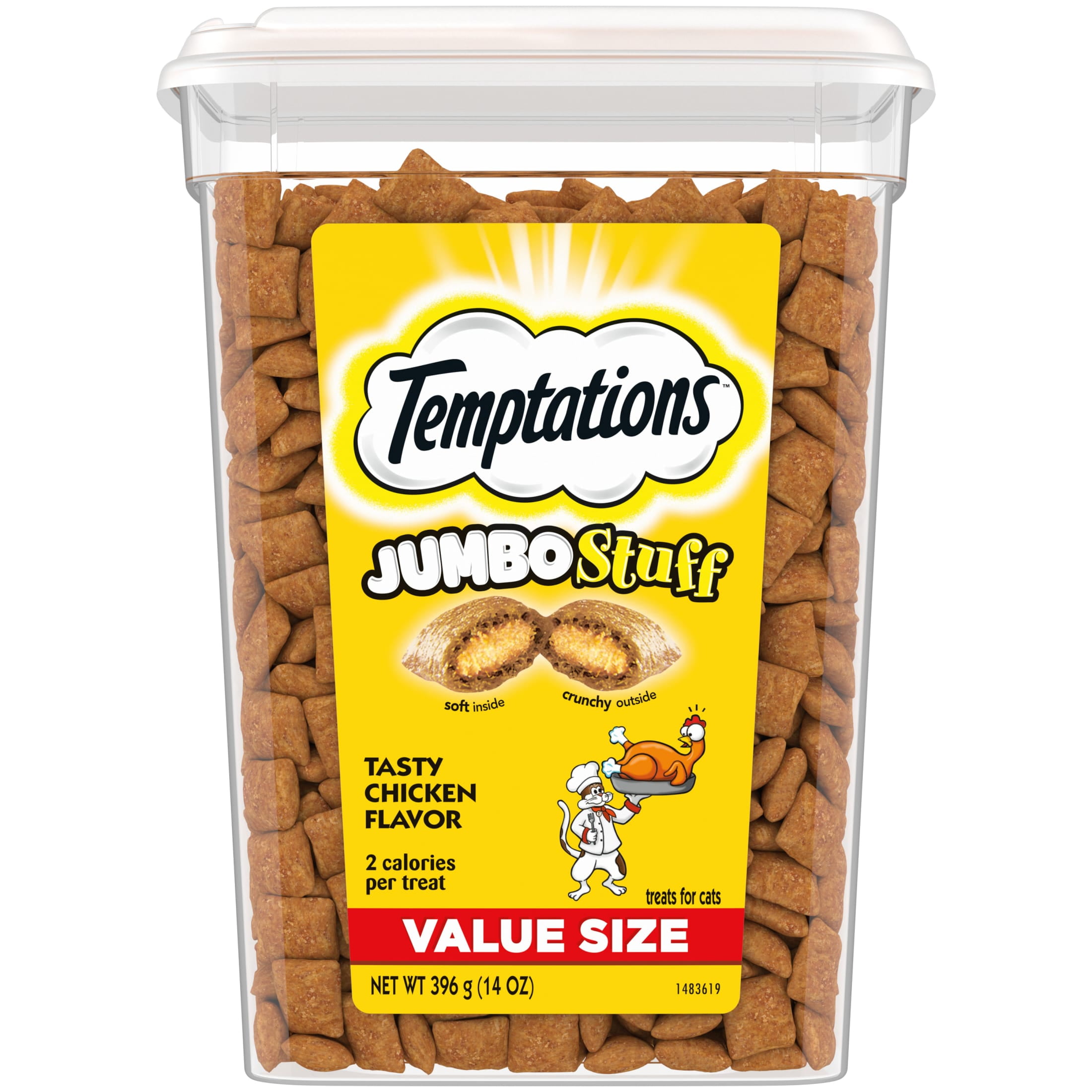 Temptations Jumbo Stuff Cat Treats Tasty Chicken Flavor 14 oz. Tub