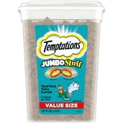 Temptations Jumbo Stuff Tempting Tuna Flavor Crunchy And Soft Dry Cat Treats, 14 Oz Tub