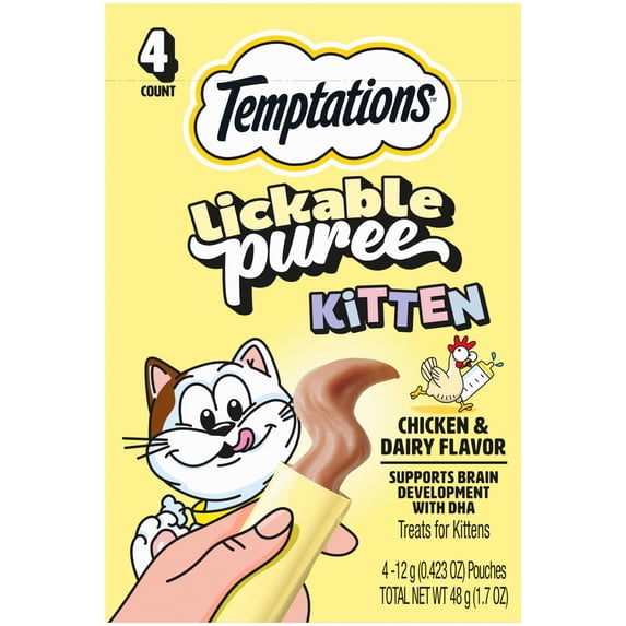 TEMPTATIONS Creamy Purrrr-ee Kitten 4ct Chicken & Dairy Flavor
