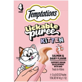 TEMPTATIONS Creamy Purrrr-ee Kitten 4ct Salmon and Dairy Flavor