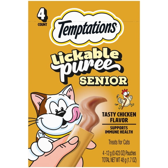 TEMPTATIONS Creamy Purrrr-ee Senior 4ct With Chicken