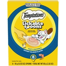 Temptations Lickable Spoons Wet Cat Treat,  Chicken and Savory Salmon, 10 g, 8 ct