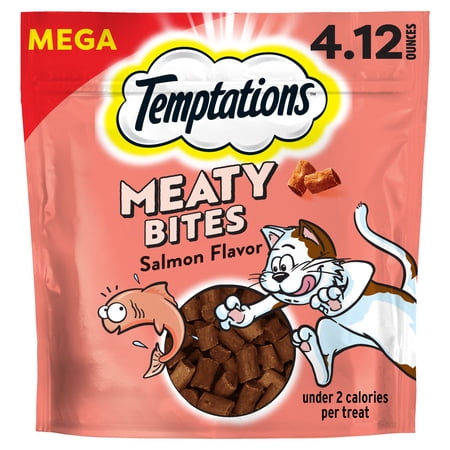 Temptations Meaty Bites, Soft And Savory Cat Treats, Salmon Flavor, 4.12 Oz Pouch