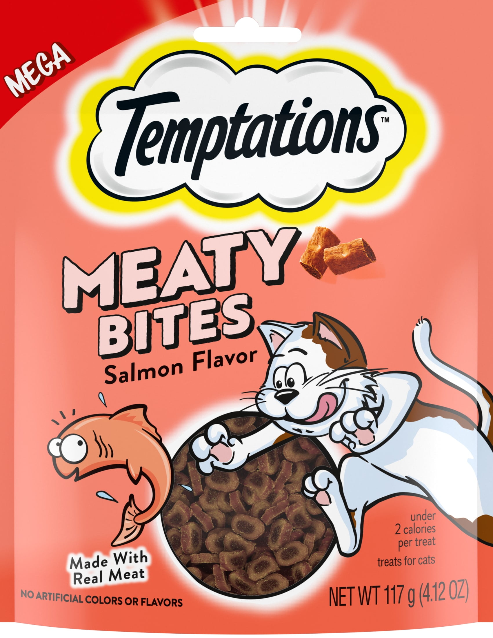 Temptations Meaty Bites, Soft And Savory Cat Treats, Salmon Flavor