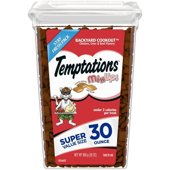 Temptations Mixups Backyard Cookout Flavor Crunchy And Soft Cat Treats, 30 Oz Tub