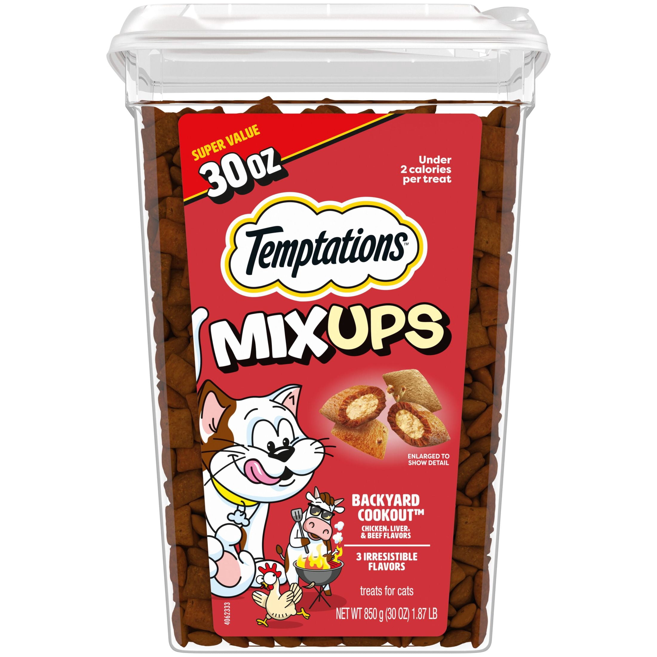 Temptations Mixups Backyard Cookout Flavor Crunchy And Soft Cat Treats, 30 Oz Tub