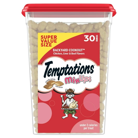 Temptations Mixups Backyard Cookout Flavor Crunchy And Soft Cat Treats, 30 Oz Tub