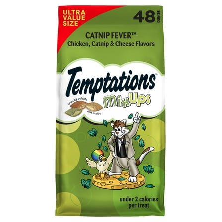 Temptations MixUps Catnip Fever Flavor Crunchy and Soft Cat Treats, 48 oz Tub