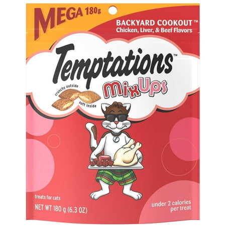 Temptations Mixups Chicken Liver and Beef Flavor Treats for Cats Mega Size, 6.3 oz Pouch