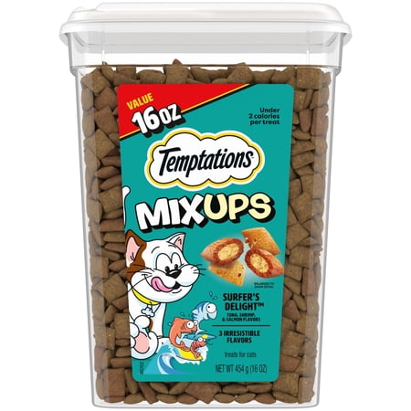 Temptations Mixups Surfer'S Delight Flavor Crunchy And Soft Cat Treats, 16 Oz Tub