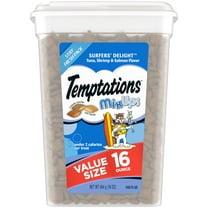 Temptations Mixups Surfer's Delight Flavor Crunchy And Soft Cat Treats, 16 oz. Tub