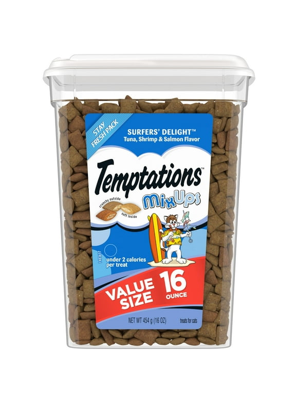 TEMPTATIONS MIXUPS Crunchy and Soft Cat Treats Surfer's Delight Flavor [Multiple Sizes]