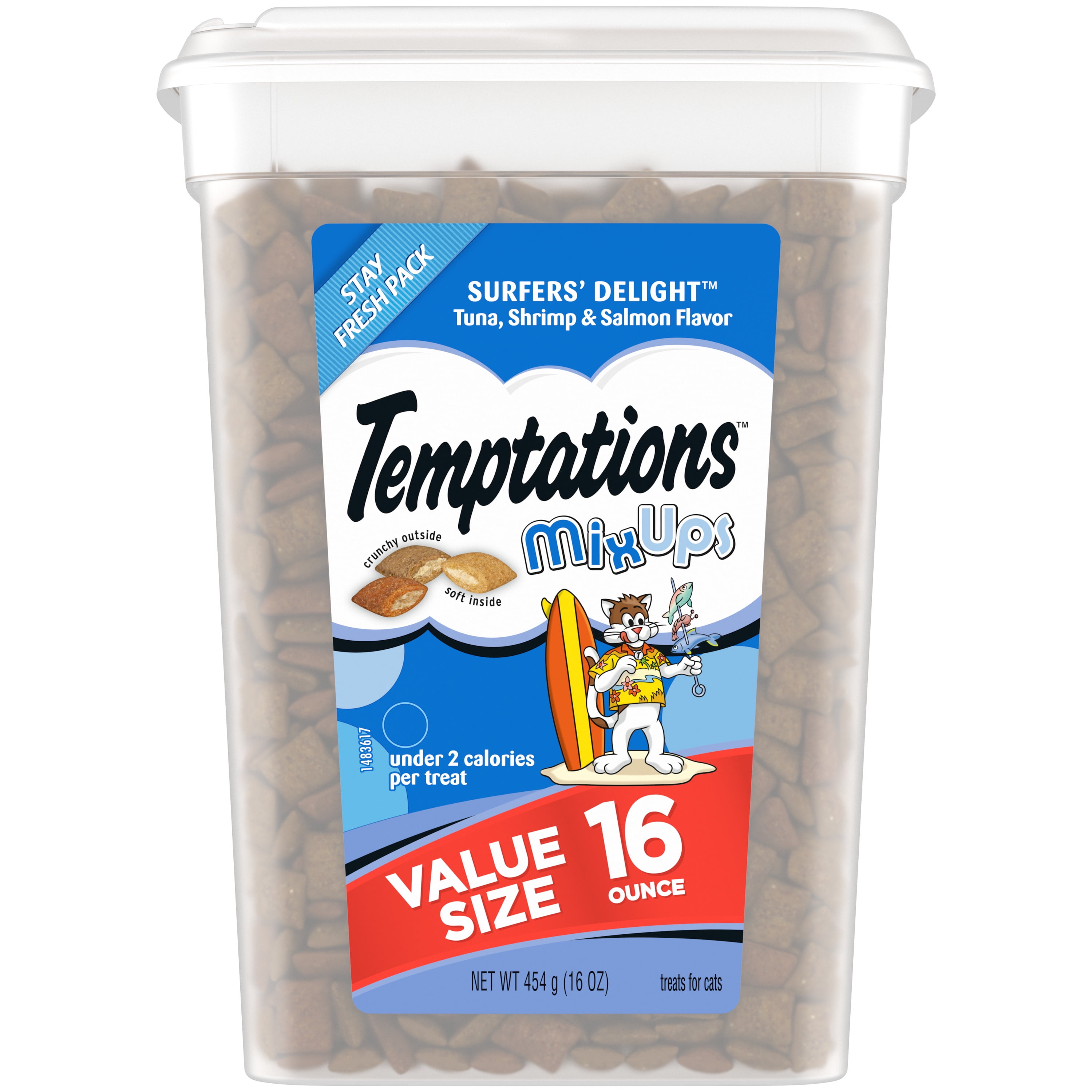 Temptations Mixups Surfer'S Delight Flavor Crunchy And Soft Cat Treats, 16 Oz Tub