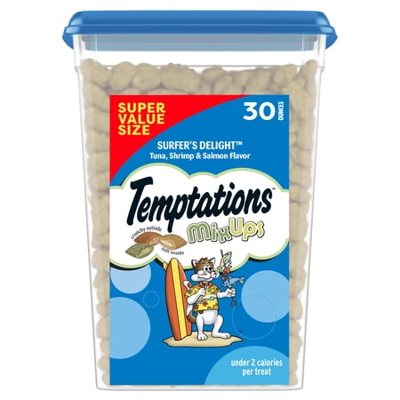 Temptations Mixups Tuna Shrimp and Salmon Flavor Treats for Cats Value Size, 30 oz Tub