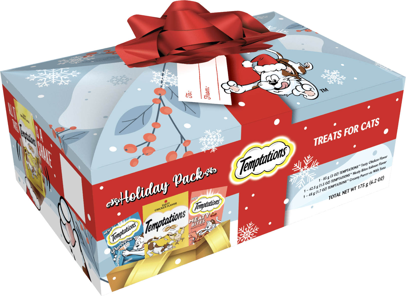 Temptations Multiple Flavors Cat Treats for Adult Cats Holiday Pack, 6.2 oz Variety Pack