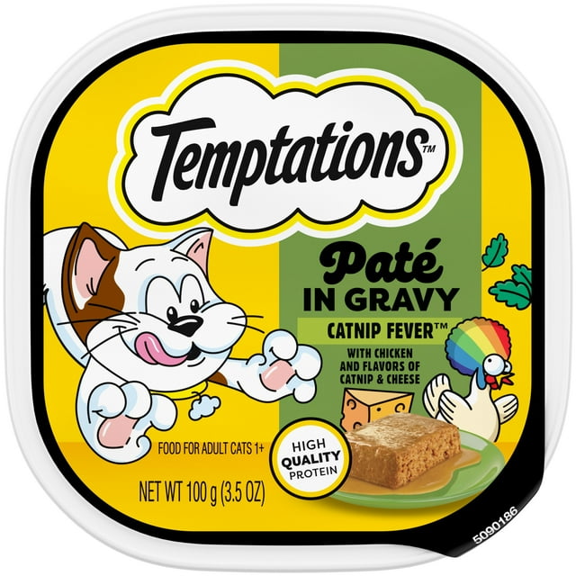 Temptations Pate In Gravy Catnip Fever Flavor Adult Wet Cat Food, 3.5 Oz Tray