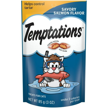 Temptations Classic Savory Salmon Flavor Crunchy And Soft Treats For Cats, 3 Oz Pouch
