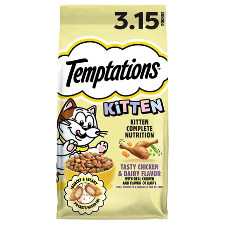 Temptations Kitten Dry Cat Food, Tasty Chicken & Dairy Flavor, 3.15 lb Bag