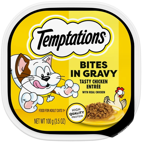 Temptations Tasty Chicken Flavor Bites In Gravy Wet Cat Food For Adult Cats, 3.5 Oz Tray