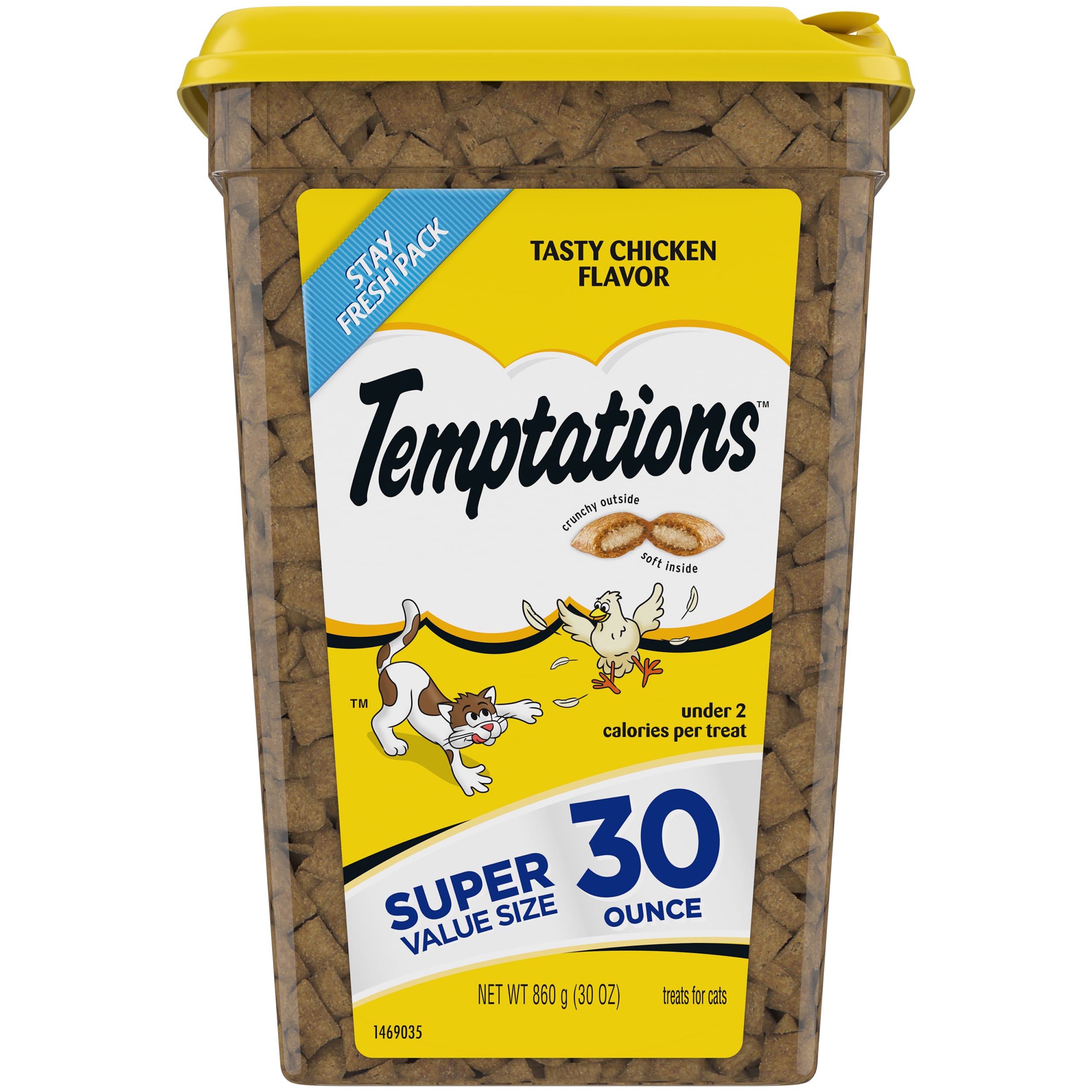 Temptations Tasty Chicken Flavor Crunchy and Soft Cat Treats, 30 oz Tub - image 1 of 12