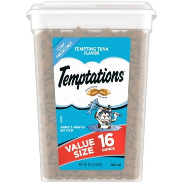 Temptations Tempting Tuna Flavor Crunchy Dry Cat Treats Value Size, 16 oz Tub