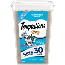 Temptations Tempting Tuna Flavor Crunchy and Soft Cat Treats, 30 oz Tub