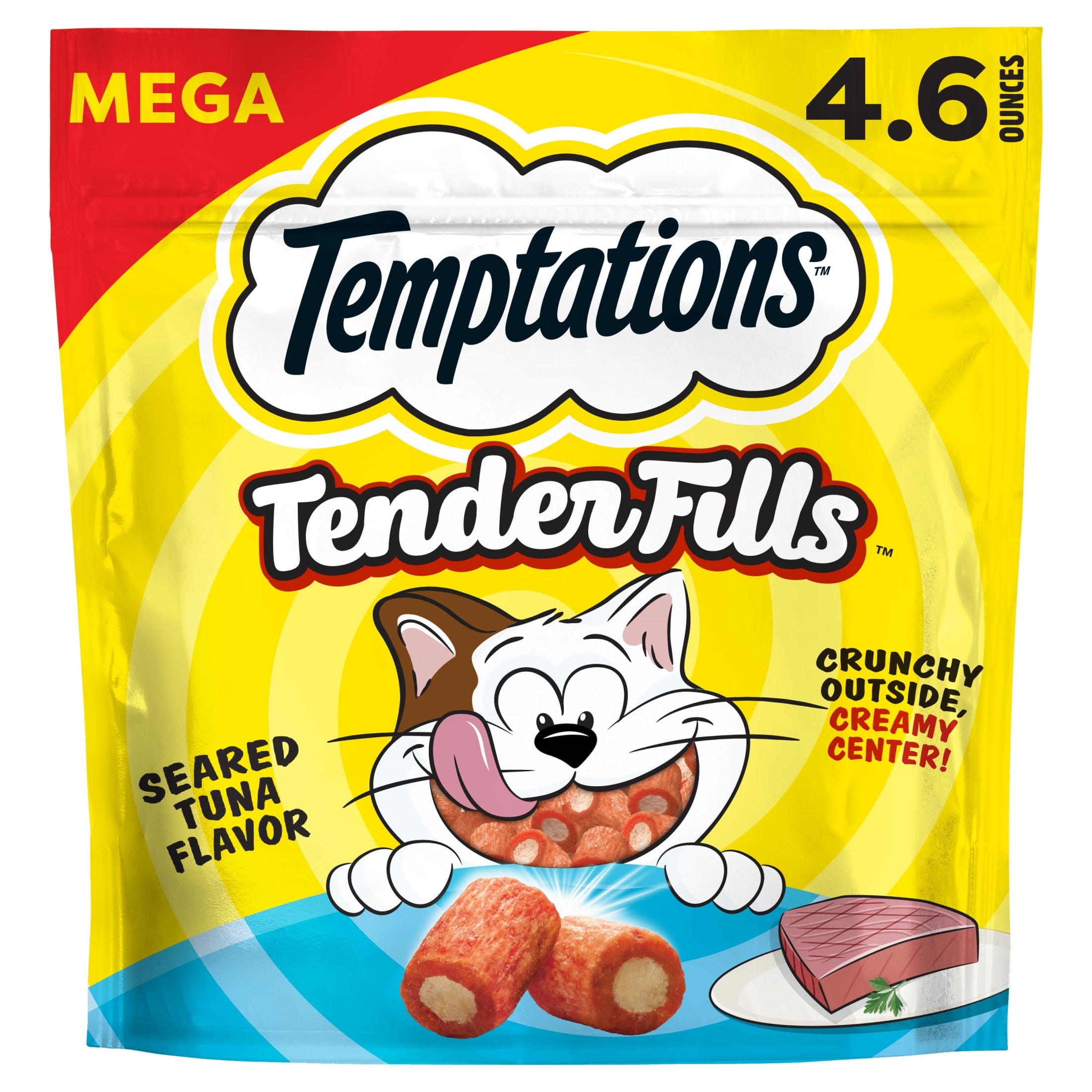 Temptations Tender Fills Seared Tuna Flavor Soft Chew Treats for Adult Cats, 4.6 Oz Pouch
