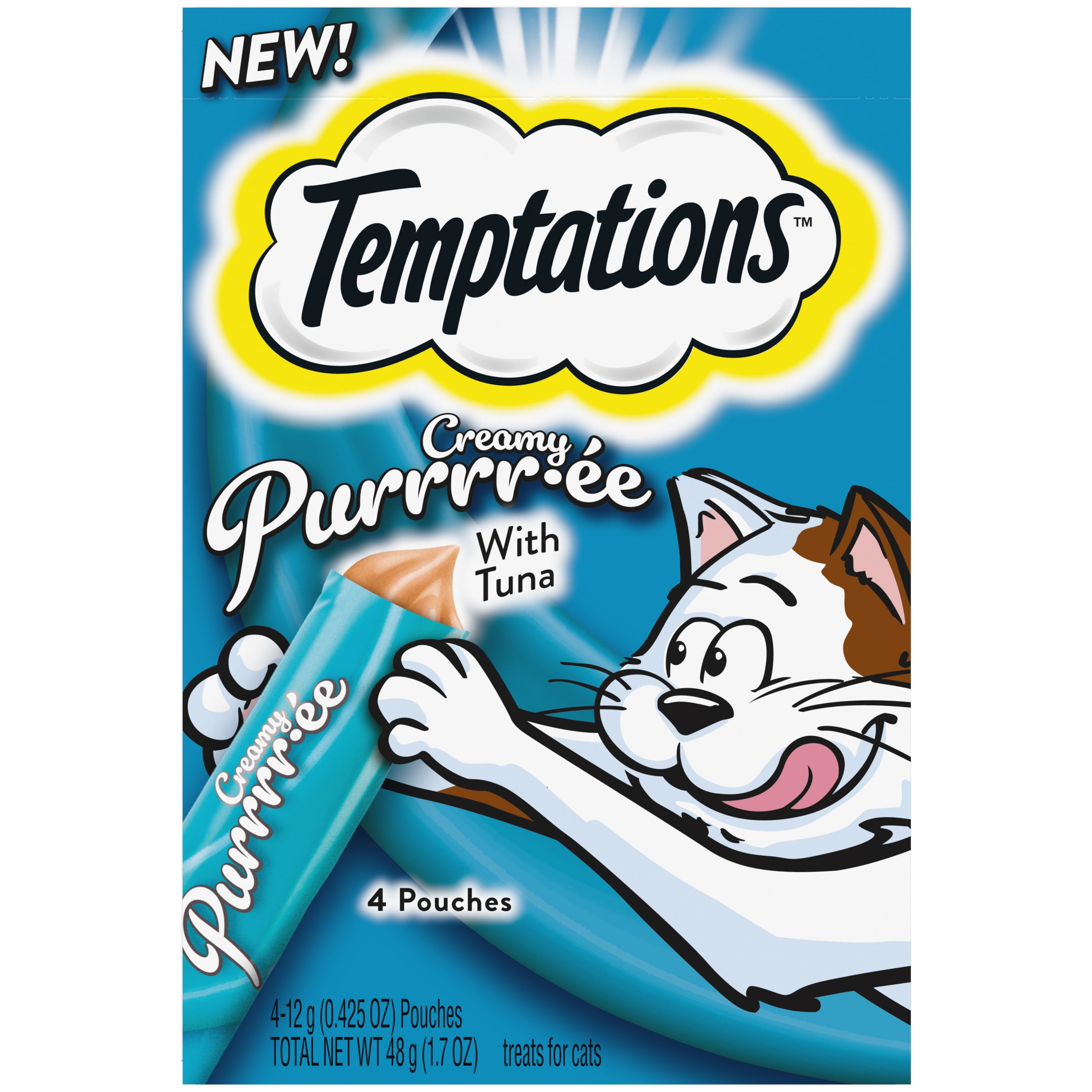 Temptations Tuna Flavor Topper, Crunchy \u0026 Soft Treat for Cat, 0.425 oz. (4 Count)
