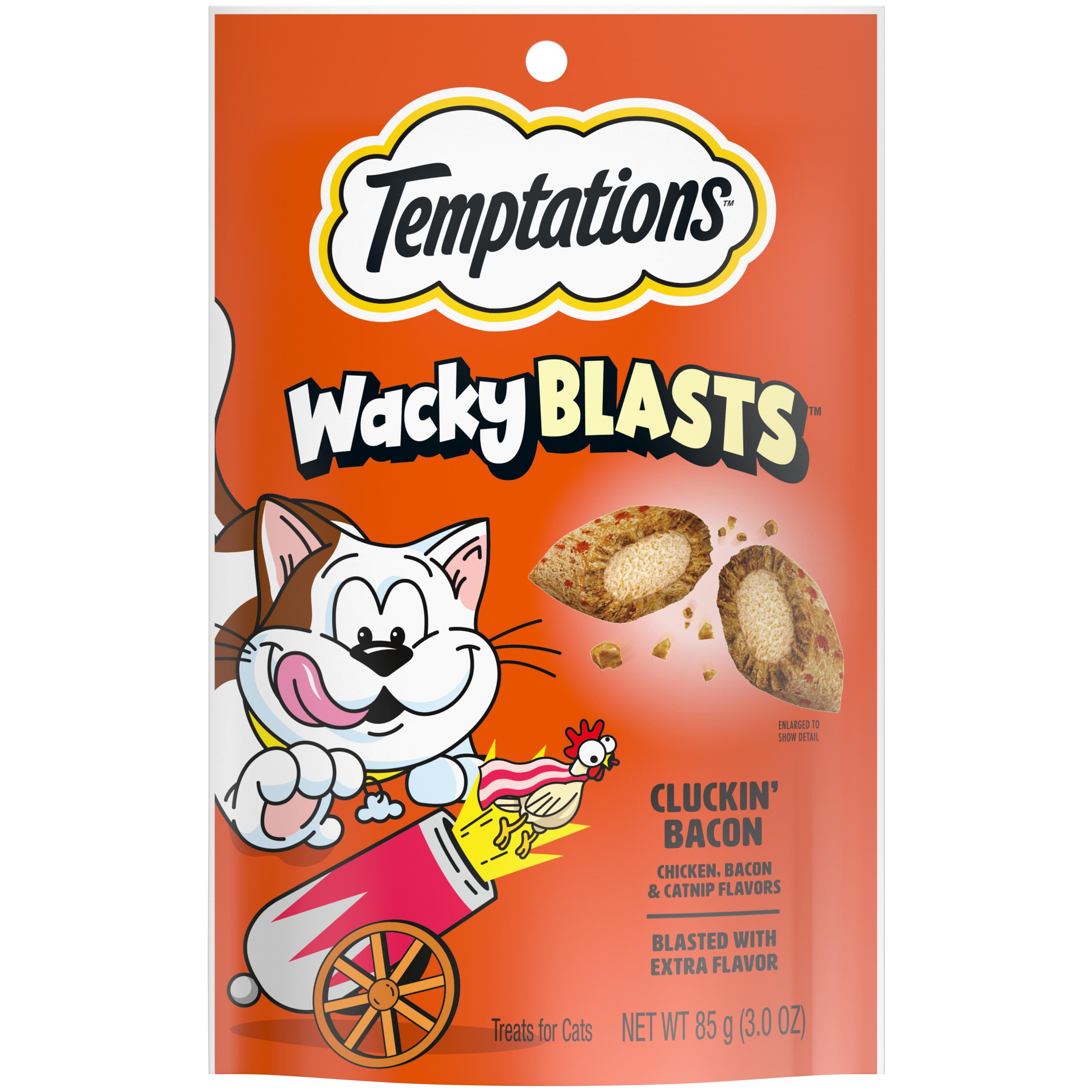 Temptations Cat Treats Wacky Blasts, Cluckin’ Bacon Flavor, 3 oz. Pouch