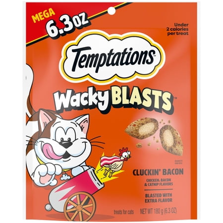 Temptations Cat Treats Wacky Blasts, Cluckin’ Bacon Flavor, 6.3 oz. Pouch (10 pack)