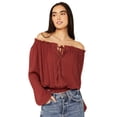 thumbnail image 1 of Tempted Women's Crochet Long Sleeve Top Wine X-Large  US, 1 of 4