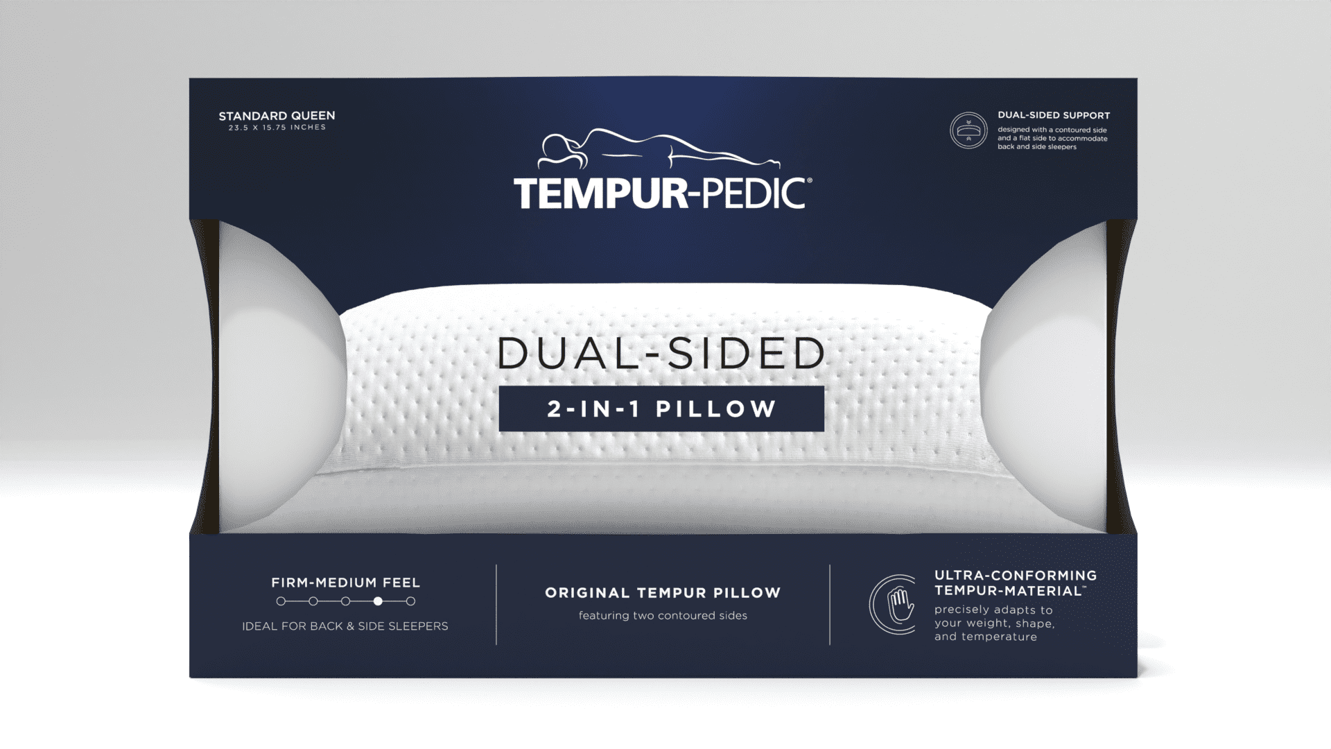 Standard White Memory Foam Dual-Sided Pillow