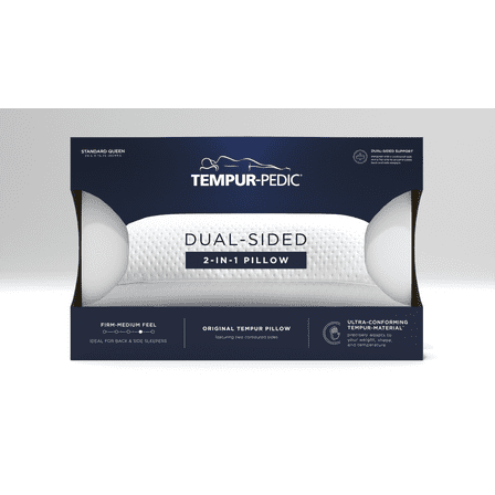 Tempur Pedic Memory Foam Dual Sided 2 in 1 Pillow, Queen Size, Adult