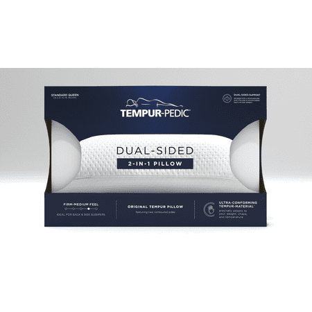 Tempur Pedic Memory Foam Dual Sided 2 in 1 Pillow, Queen Size, Adult